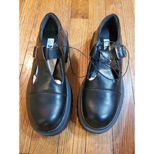 Mudd Womens ROEY Sz 7 Shoes Mary Jane Loafer Black Faux Leather School Girl